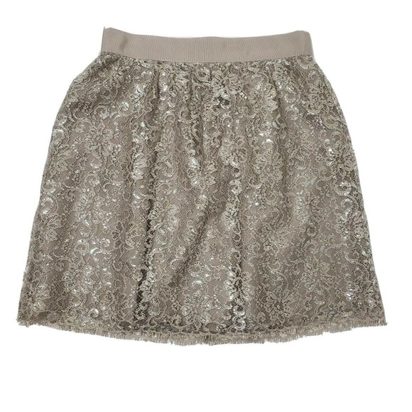 J. Crew Dresses & Skirts - J CREW Taupe Sparkler Lace Skirt Womens Size 10